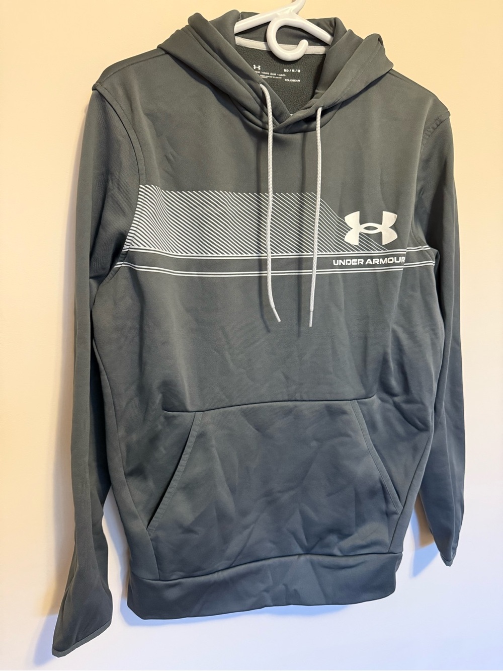 Under Armour Men's Olive Gray Crewneck Hoodie with White Logo